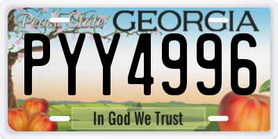 GA license plate PYY4996