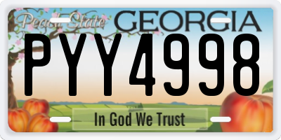 GA license plate PYY4998