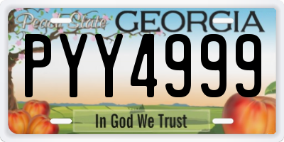 GA license plate PYY4999