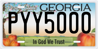 GA license plate PYY5000
