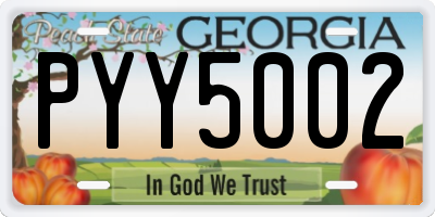 GA license plate PYY5002
