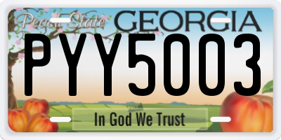 GA license plate PYY5003