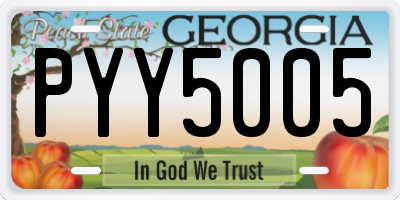 GA license plate PYY5005