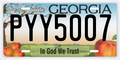 GA license plate PYY5007