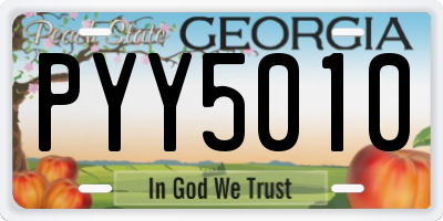 GA license plate PYY5010