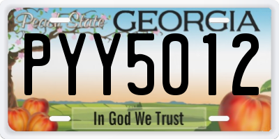 GA license plate PYY5012