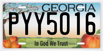 GA license plate PYY5016