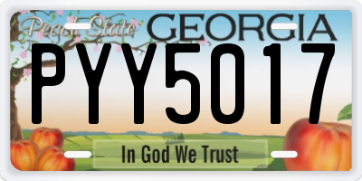 GA license plate PYY5017