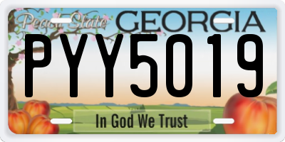 GA license plate PYY5019