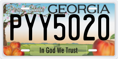 GA license plate PYY5020