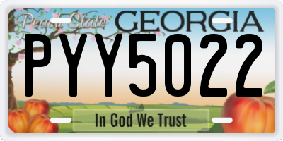 GA license plate PYY5022