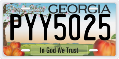 GA license plate PYY5025