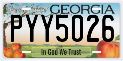 GA license plate PYY5026