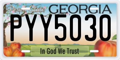 GA license plate PYY5030