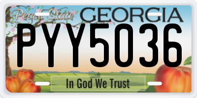 GA license plate PYY5036