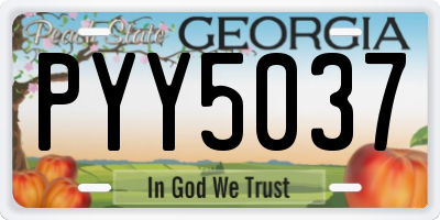 GA license plate PYY5037