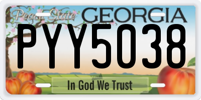 GA license plate PYY5038