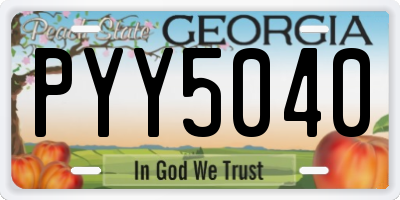 GA license plate PYY5040