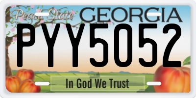 GA license plate PYY5052
