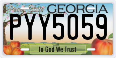 GA license plate PYY5059