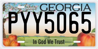 GA license plate PYY5065