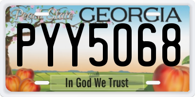 GA license plate PYY5068