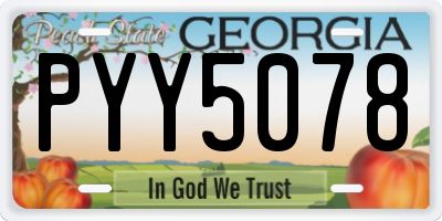 GA license plate PYY5078