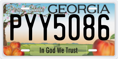 GA license plate PYY5086