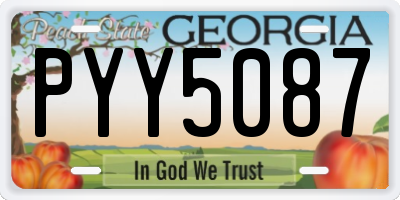 GA license plate PYY5087