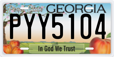 GA license plate PYY5104