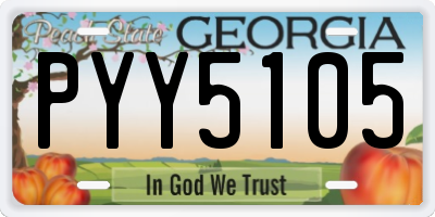 GA license plate PYY5105