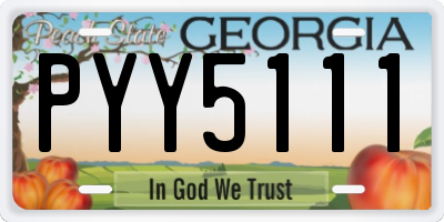 GA license plate PYY5111