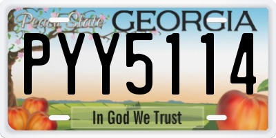GA license plate PYY5114