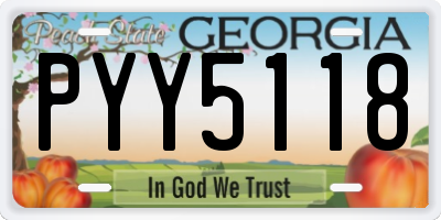 GA license plate PYY5118