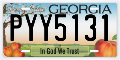 GA license plate PYY5131
