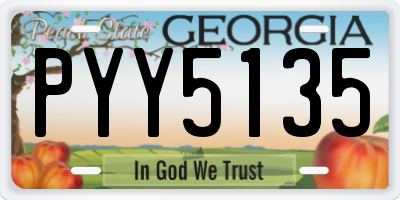 GA license plate PYY5135