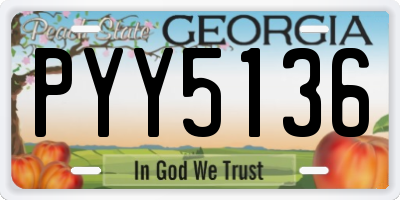 GA license plate PYY5136