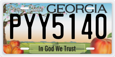 GA license plate PYY5140