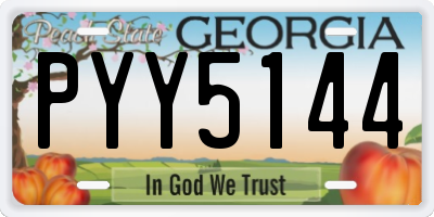 GA license plate PYY5144