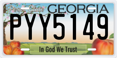 GA license plate PYY5149