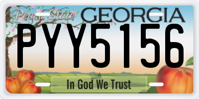 GA license plate PYY5156