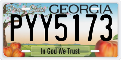 GA license plate PYY5173