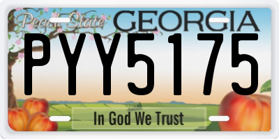 GA license plate PYY5175