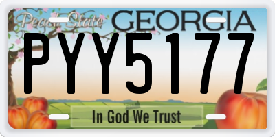 GA license plate PYY5177