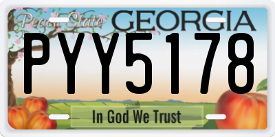 GA license plate PYY5178