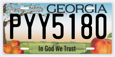 GA license plate PYY5180