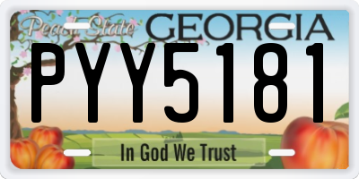 GA license plate PYY5181