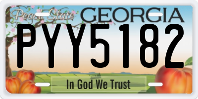 GA license plate PYY5182