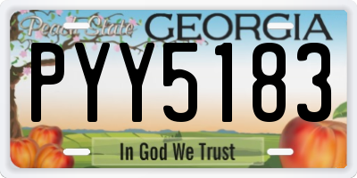GA license plate PYY5183