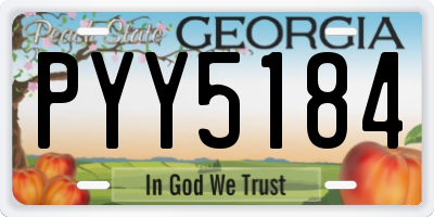 GA license plate PYY5184